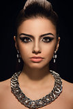 Gorgeous, cute woman with beautiful necklace