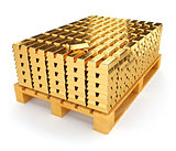 Pallet with bullion of gold