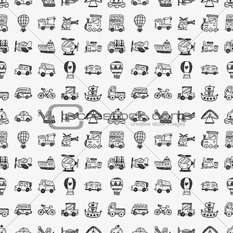 seamless doodle transport pattern