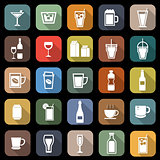 Drink flat icons with long shadow