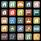 Real estate flat icons with long shadow