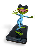 frog with a smartphone