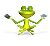 frog with a smartphone