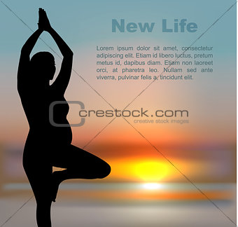 Pregnant woman in yoga position