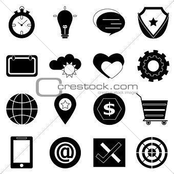 General icons on white background