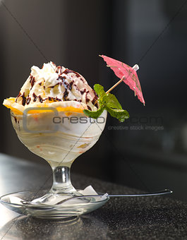 ice cream in a dish