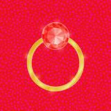 Wedding Ring with Red Diamond Stone