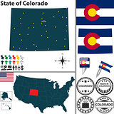 Map of state Colorado, USA