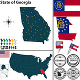 Map of state Georgia, USA