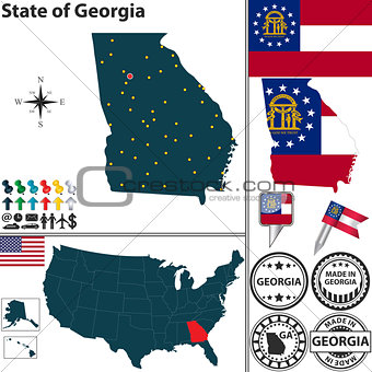 Map of state Georgia, USA