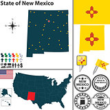 Map of state New Mexico, USA