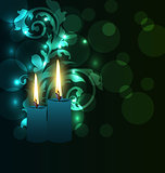 Greeting glowing card with candles for Diwali festival