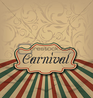 Vintage card with advertising header for carnival 
