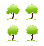 Abstract green various icons trees