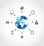 Global internet communication, set business pictograms