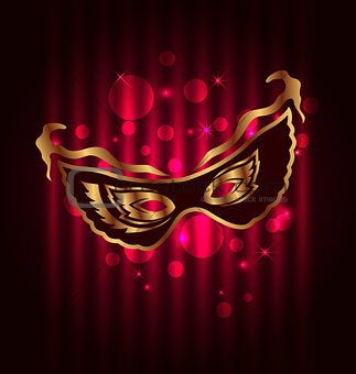 Carnival or theater mask on glowing background