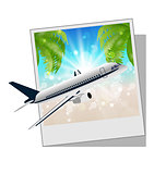 Photo frame with seaside and plane