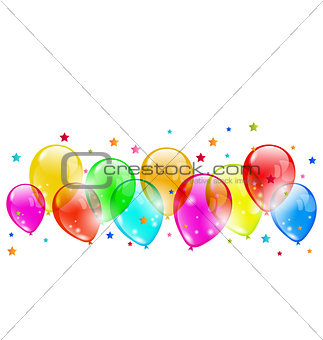 Set colourful shiny balloons isolated on white background