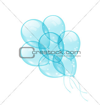 Bunch blue balloons isolated on white background