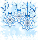 Christmas snowflakes with bow, winter decoration