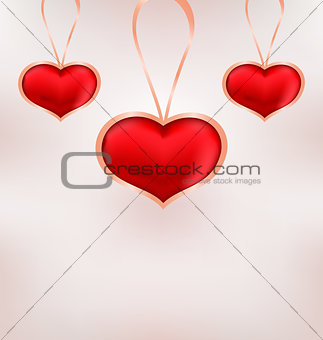 Cute background for Valentine Day with red hearts