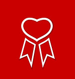 Red award ribbon for Valentines day