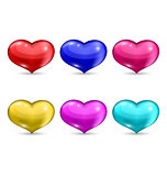 Set colorful hearts isolated on white background