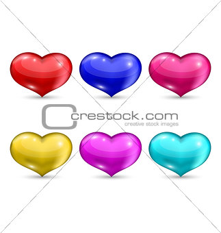 Set colorful hearts isolated on white background