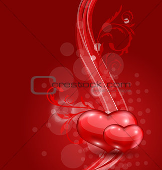 Floral background with beautiful hearts for Valentine day