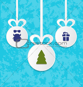 Christmas balls with decoration design elements
