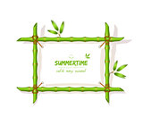 Background with green bamboo frame