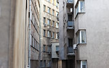narrow city buildings