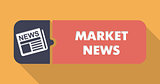 Market News Concept on Orange in Flat Design.