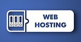 Web Hosting on Blue in Flat Design Style.