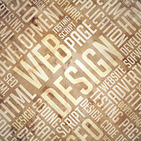 Web Design - Grunge Beige-Brown Wordcloud.