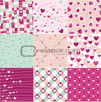 Seamless patterns Valentines Day
