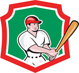 Baseball Player Batting Crest Cartoon