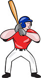 Baseball Player Batting Front Isolated Cartoon