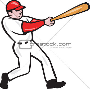 Baseball Player Batting Isolated Cartoon