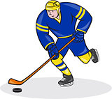 Ice Hockey Player Side With Stick Cartoon