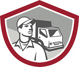 Removal Man Delivery Van Shield Retro
