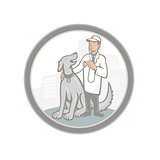 Veterinarian Vet With Pet Dog Cartoon