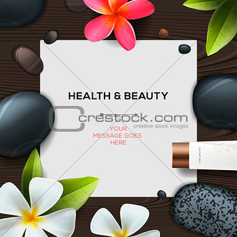 Health and beauty template with Natural spa cosmetics products