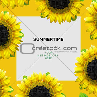 Summertime template with sunflowers