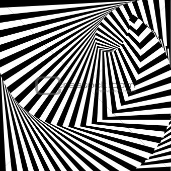 Design monochrome vortex movement illusion background. Abstract 