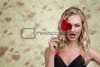 sexy girl with red lollipop 