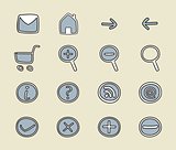 Doodle, hand drawn vector icon set isolated on retro beige background
