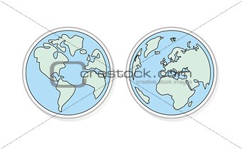 Hand drawn planet earth vector illustration isolated on white background