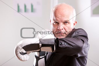 fighting business man upright and ready