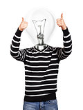Lamp Head Man In Striped Pullover